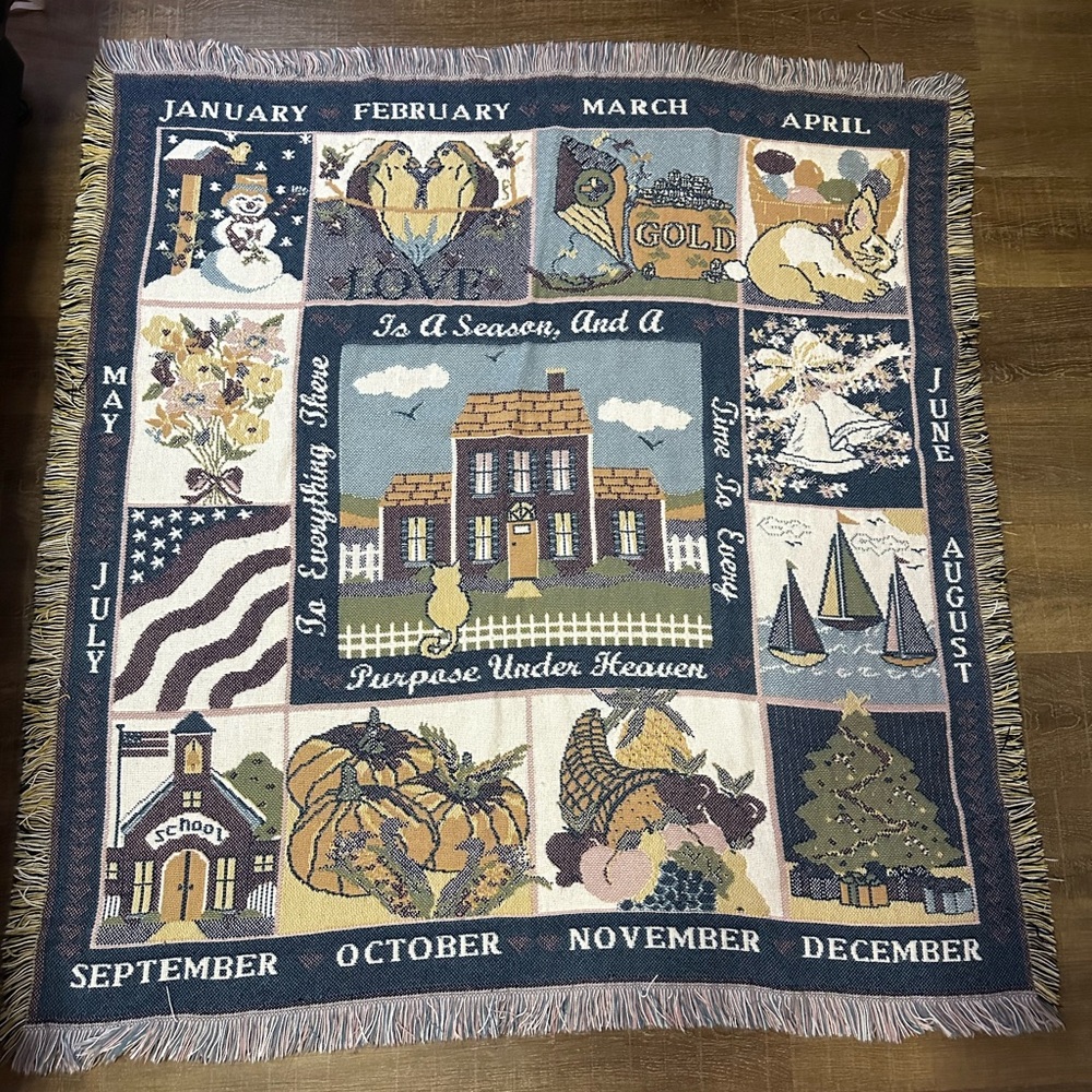 Seasonal Vintage Home Interior l Holiday Tapestry Blanket